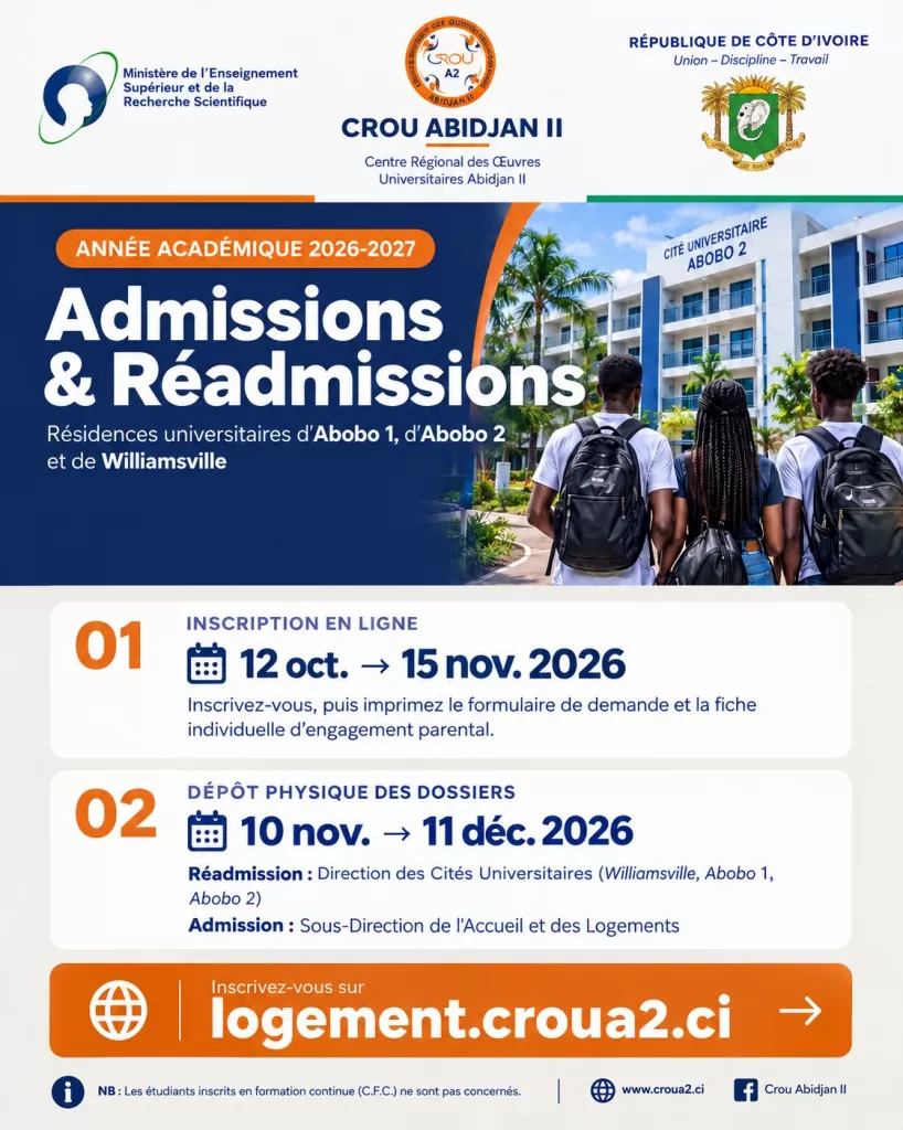 Affiche : Admissions et Réadmissions 2026-2027 : les inscriptions en ligne sont ouvertes
